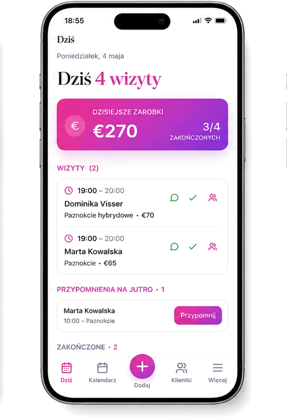 Sleeksy mobile app — today view